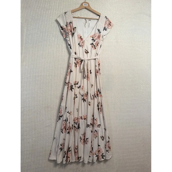Free People All I Got Floral Maxi Dress in Ivory & Pink Size 2 Boho - Picture 13 of 15